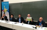 Thomas Bauer, Leiter der Kriminalpolizei; Dr. Birgit Seelbinder, Präsidentin der EUREGIO EGRENSIS; Sebastian Kraft, Bayerischer Rundfunk; Bischof František Radkovský; Hans Eibauer, Centrum Bavaria Bohemia (v. l.)