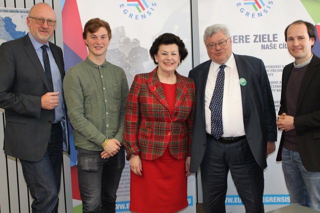 Delegation der Grünen bei der EUREGIO EGRENSIS (von rechts): Tim Pargent MdL, Reinhard Bütikofer MdEP, Dr. Birgit Seelbinder, Malte Gallée, Harald Ehm